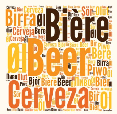 Farklı dillerde bira kelime bulutu
