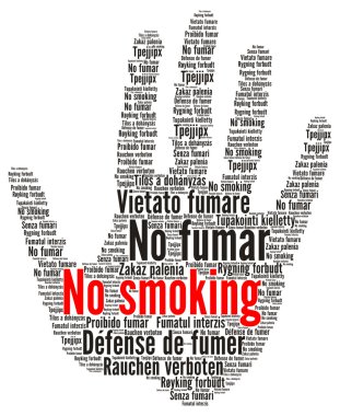 No smoking word cloud concept in different languages clipart