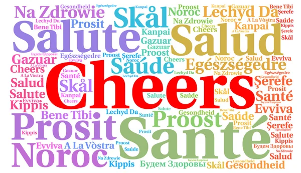 Cheers word cloud concept in different languages — Stock Photo, Image