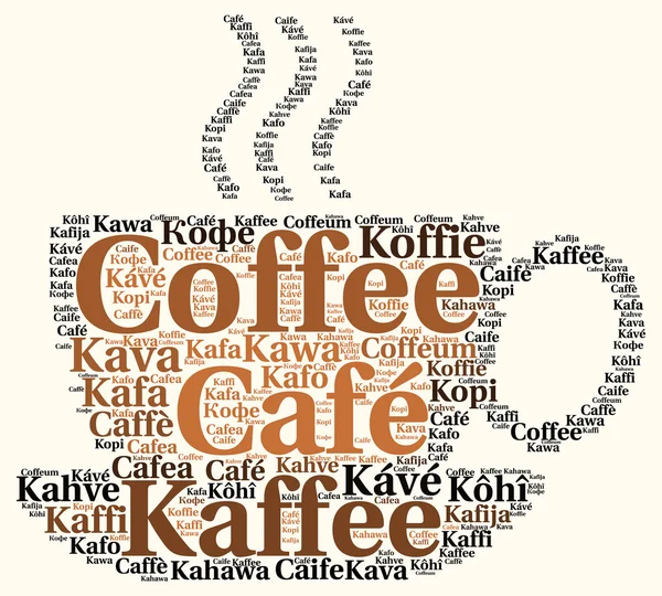 Koffie in verschillende talen woord cloud — Stockfoto