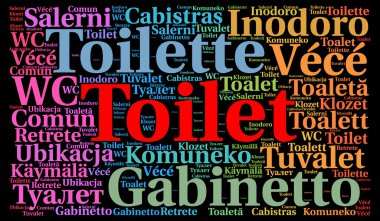 Tuvalet farklı dillerde kelime bulutu 
