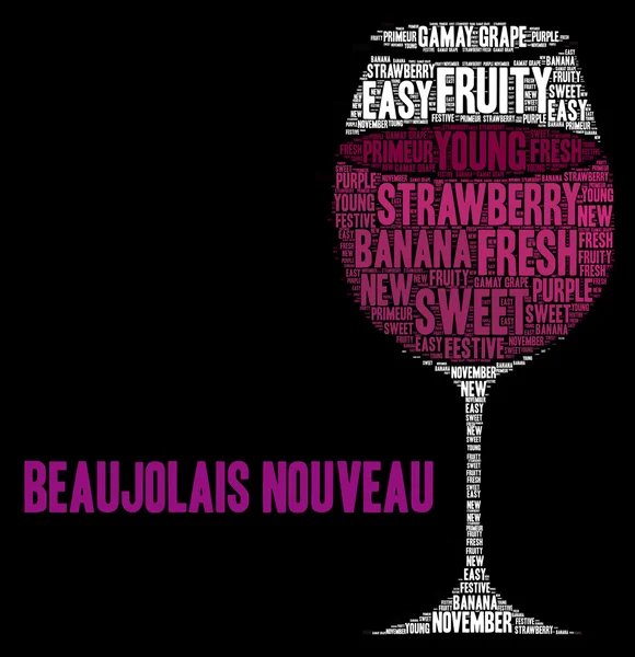 新しいbeujolaisワインワードクラウドコンセプト — ストック写真