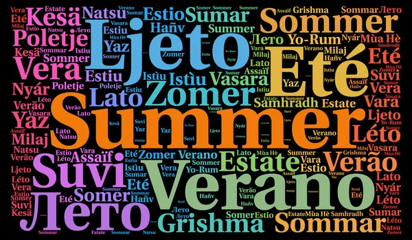 Summer in different languages word cloud