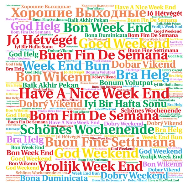 Tenha um bom fim de semana em diferentes idiomas nuvem de palavras — Fotografia de Stock