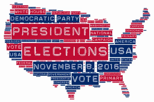 Estados Unidos da América eleições 2016 nuvem de palavras — Fotografia de Stock