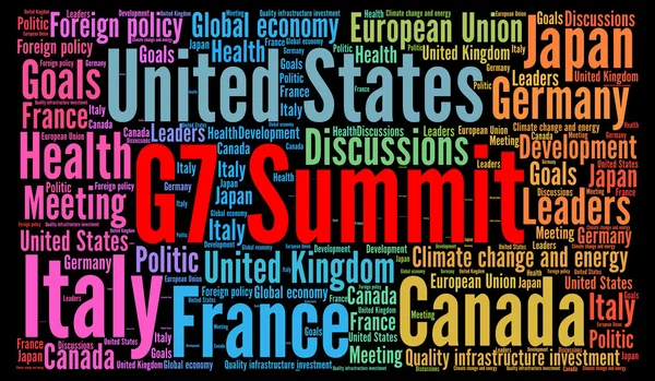 G7 csúcstalálkozó szó felhő fogalmát — Stock Fotó