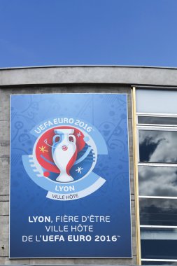  Cephe duyuran Euro futbol 2016 ve şehir ana Lyon, Fransa'nın Lyon