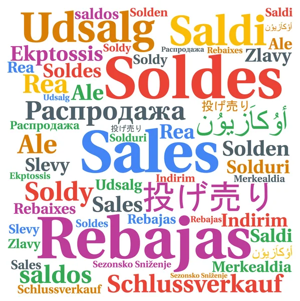異なる言語で販売単語クラウドのコンセプト — ストック写真