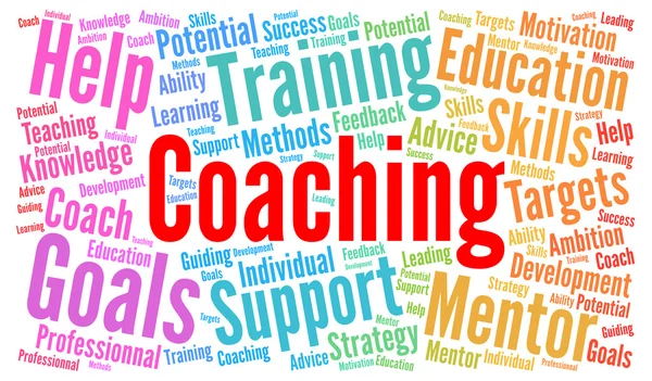 Σύννεφο θεώρηση για το Coaching λέξη — Φωτογραφία Αρχείου