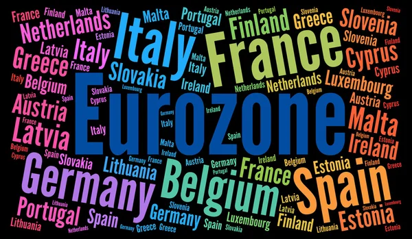 Concept de nuage de mots zone euro — Photo