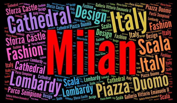 Milaan word cloud concept — Stockfoto