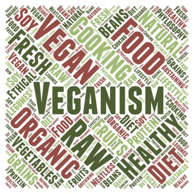 Vegan kelime bulutu kavramı 