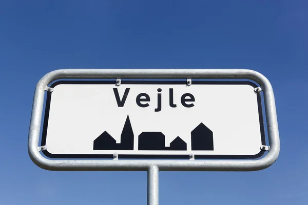 Vejle road sign in Denmark — Stock Photo, Image