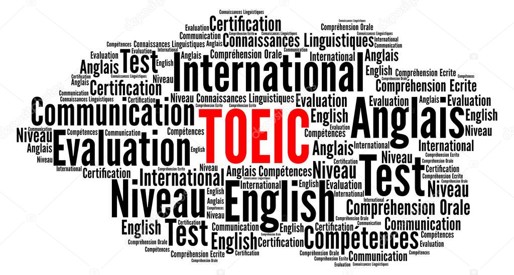 TOEIC, Test of English for International Communication word cloud in french language