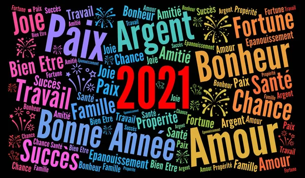 Feliz Año Nuevo 2021 Francés — Foto de Stock