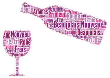 Fransızca 'da yeni Beaujolais şarap kelime bulut kavramı