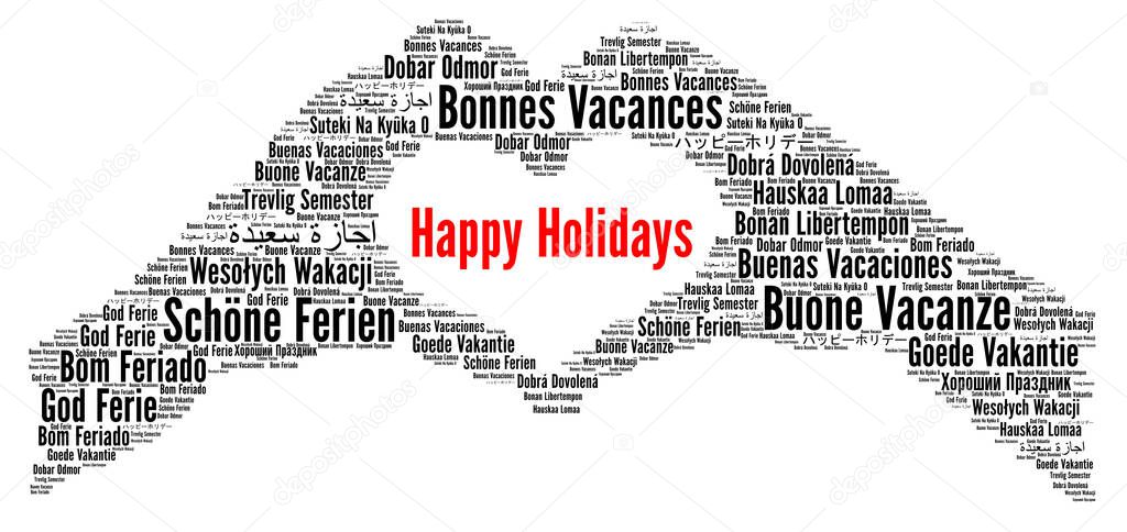 Happy holidays word cloud in different languages 