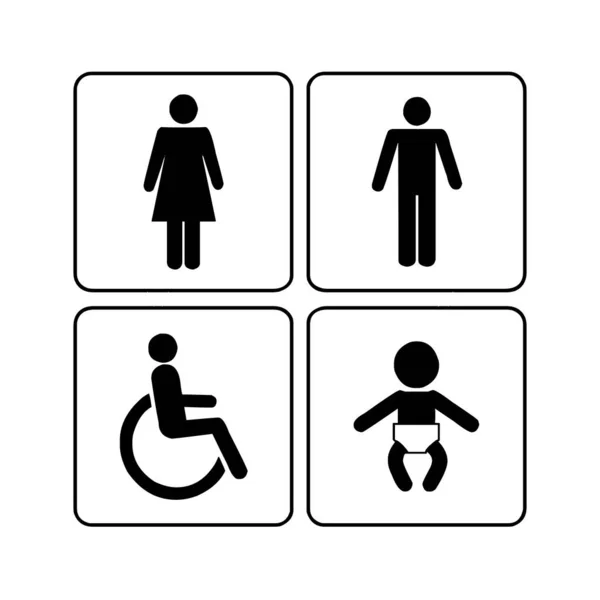 厕所和卫生间符号象形文字 — 图库照片