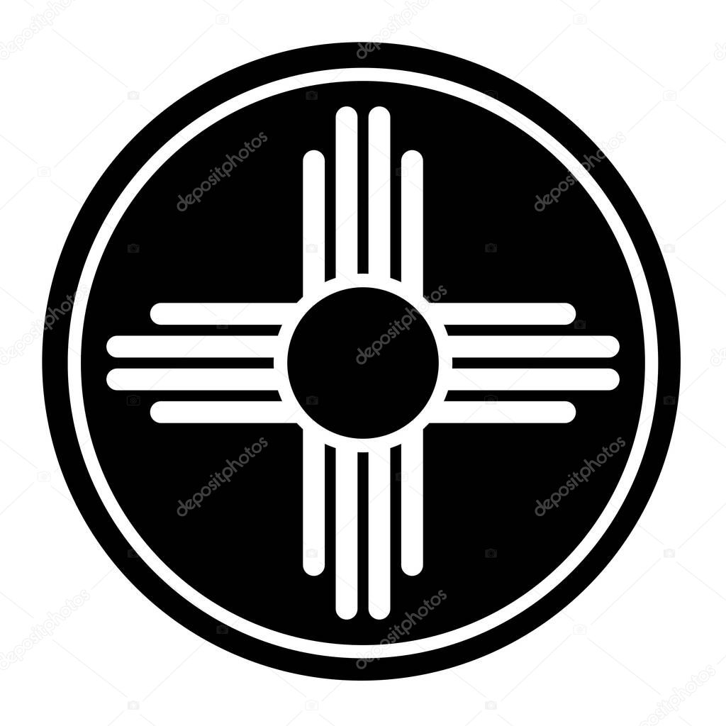 Native american sun symbol in a black circle