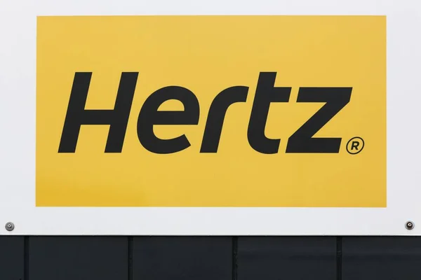 Billund Denmark February 2019 Hertz Logo Wall Hertz American Car — Stock Photo, Image