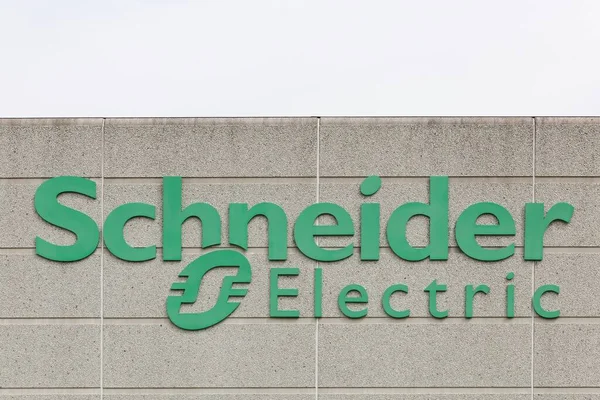 Kolding Dinamarca Mayo 2016 Logotipo Schneider Electric Una Fachada Schneider — Foto de Stock