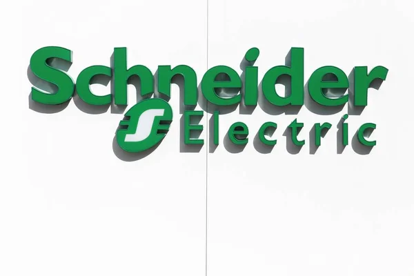 Ballerup Данія Березня 2017 Логотип Schneider Electric Стіні Schneider Electric — стокове фото