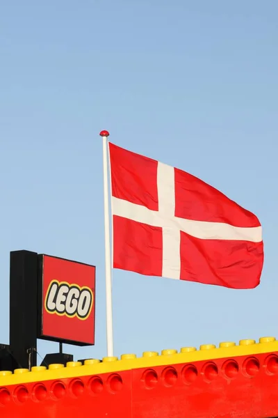 Billund Dinamarca Novembro 2015 Logotipo Lego Prédio Lego Uma Linha — Fotografia de Stock