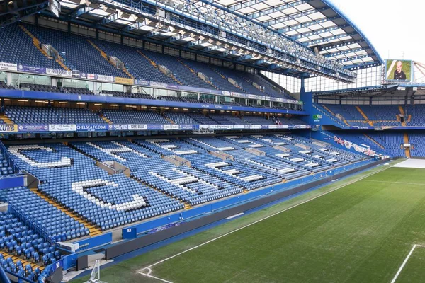 September 12, 2021, London, United Kingdom. The emblem of the Chelsea F.C.  football club on the background of a modern stadium Stock Photo - Alamy