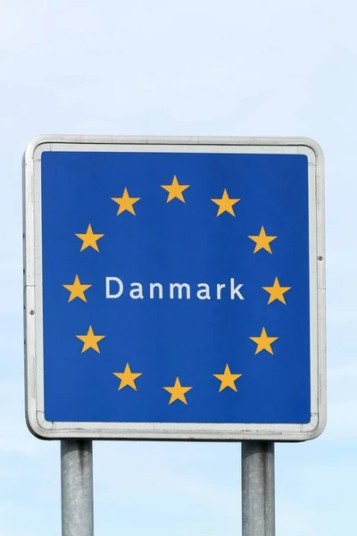 Straßenschild Der Dänischen Grenze — Stockfoto