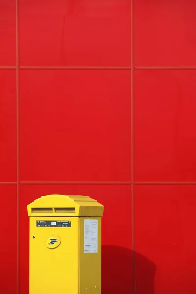 Villefranche France October 2013 Yellow French Letterbox Wall — 图库照片