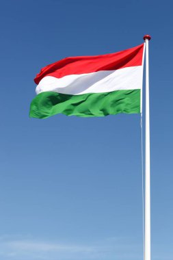 Gökyüzünde sallanan Macaristan bayrağı