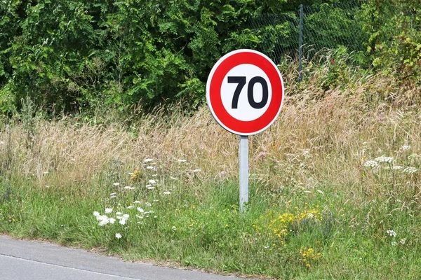 Hastighetsbegränsning Trafikskylt Frankrike — Stockfoto
