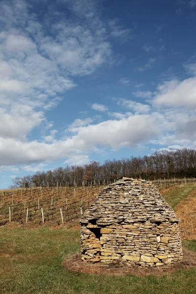 Cabana de pedra nas vinhas de Beaujolais, França — Fotografia de Stock