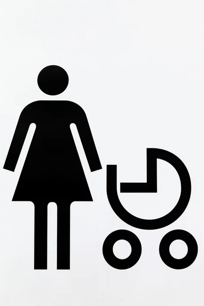 Mamá con el bebé en el cartel del cochecito — Foto de Stock