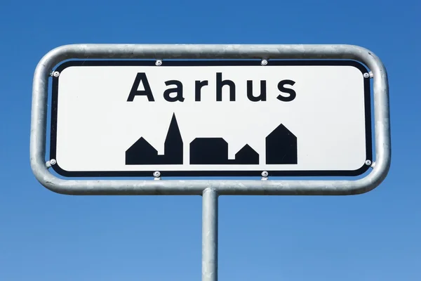 Aarhus road sign — Stock Photo, Image