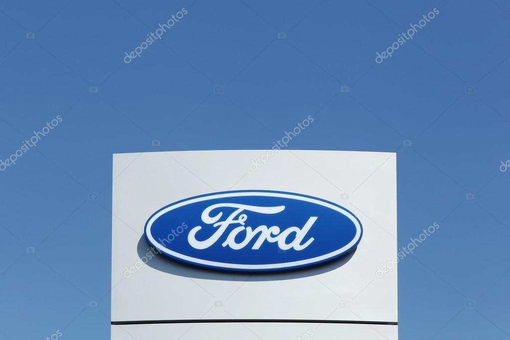Aarhus, Denmark - August 22, 2015: Ford logo. Ford is an American multinational automaker headquartered in Dearborn, Michigan, a suburb of Detroit. It was founded by Henry Ford and incorporated on June 16, 1903.