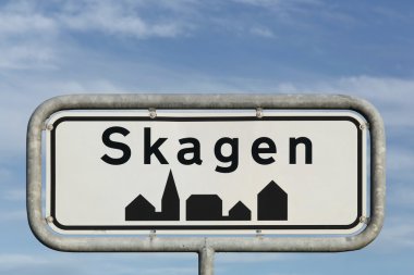 Skagen yol işaret şehrin girişinde