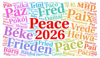 Barış 2026 kelime bulutu farklı dillerde