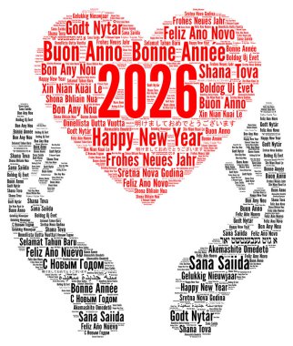 Farklı dillerde yeni yıl 2026 kelime bulutu