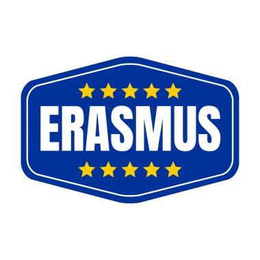 Erasmus işareti illüstrasyon da Avrupa bayrağı ile