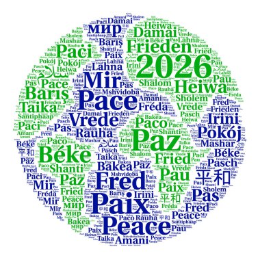 Barış 2026 kelime bulutu farklı dillerde
