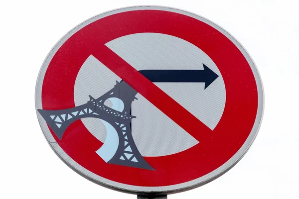 Señal de tráfico divertida en París, Francia — Foto de Stock