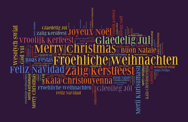 Buon Natale parola nuvola in diverse lingue — Foto Stock