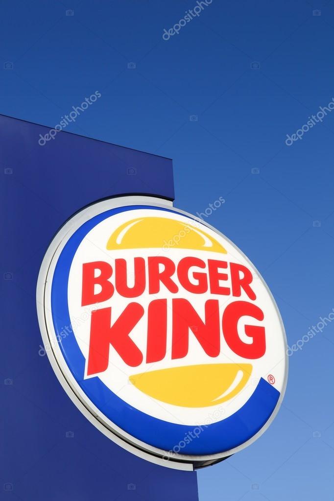 Aarhus, Denmark - December 13, 2015: Logo of the fast food chain Burger King on a restaurant wall. Burger King is a global chain of hamburger fast food restaurants.