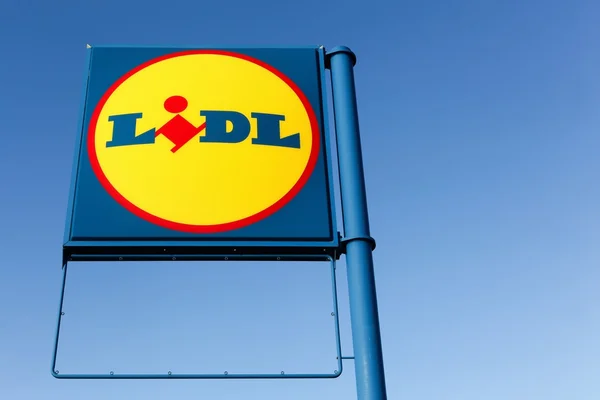 Lidl logo on a pole — Stock Photo, Image