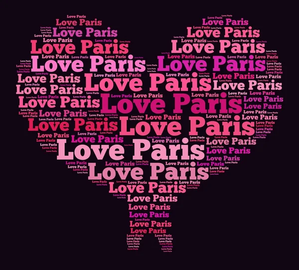 Amor París corazón ilustración palabra nube — Foto de Stock