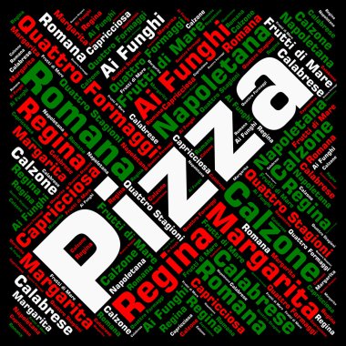 Pizza kelime bulutu illüstrasyon