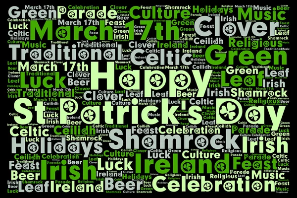 Boldog Szent Patrick nap koncepció szó felhő — Stock Fotó