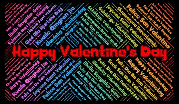 Fröhlicher Valentinstag in verschiedenen Sprachen Wortwolke — Stockfoto