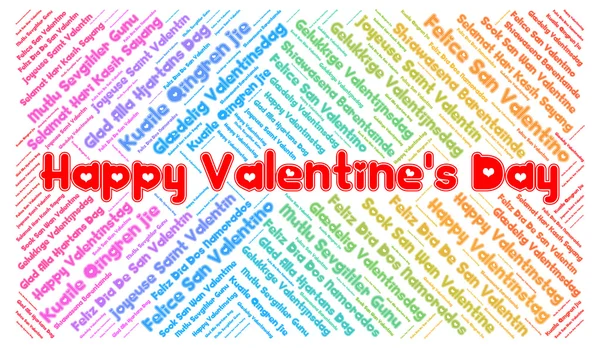 Fröhlicher Valentinstag in verschiedenen Sprachen Wortwolke — Stockfoto
